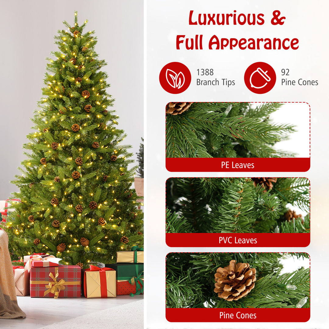 7 FT Pre-Lit Xmas Tree 3-Minute-Setup Artificial Christmas Tree w/ LED Bulbs Image 7