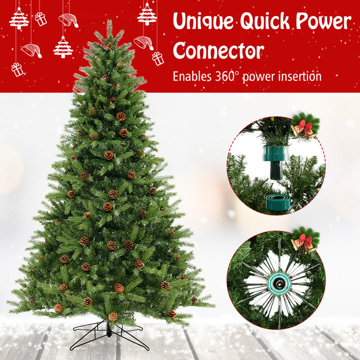 7 FT Pre-Lit Xmas Tree 3-Minute-Setup Artificial Christmas Tree w/ LED Bulbs Image 9