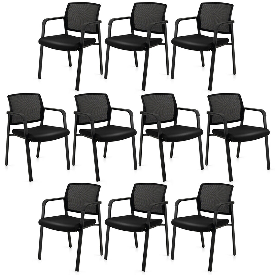 10-Pack Office Conference Chair Set Mesh Guest Reception Stack Chairs w/ Caster Wheels Image 1