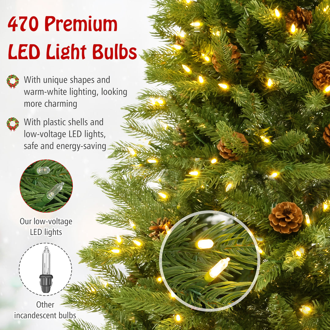 6 FT Pre-Lit Hinged Xmas Tree 3-Minute-Setup Artificial Christmas Tree w/ 944 Branch Tips Image 7