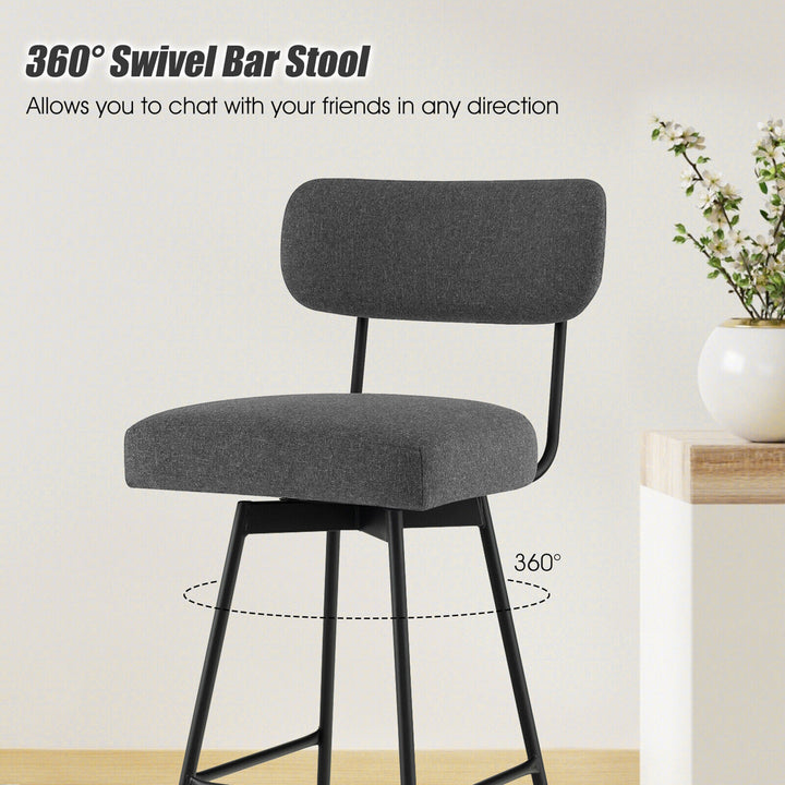 2PCS Swivel Bar Stool 25 Upholstered Bar Height Dining Chair w/ Footrest Image 3