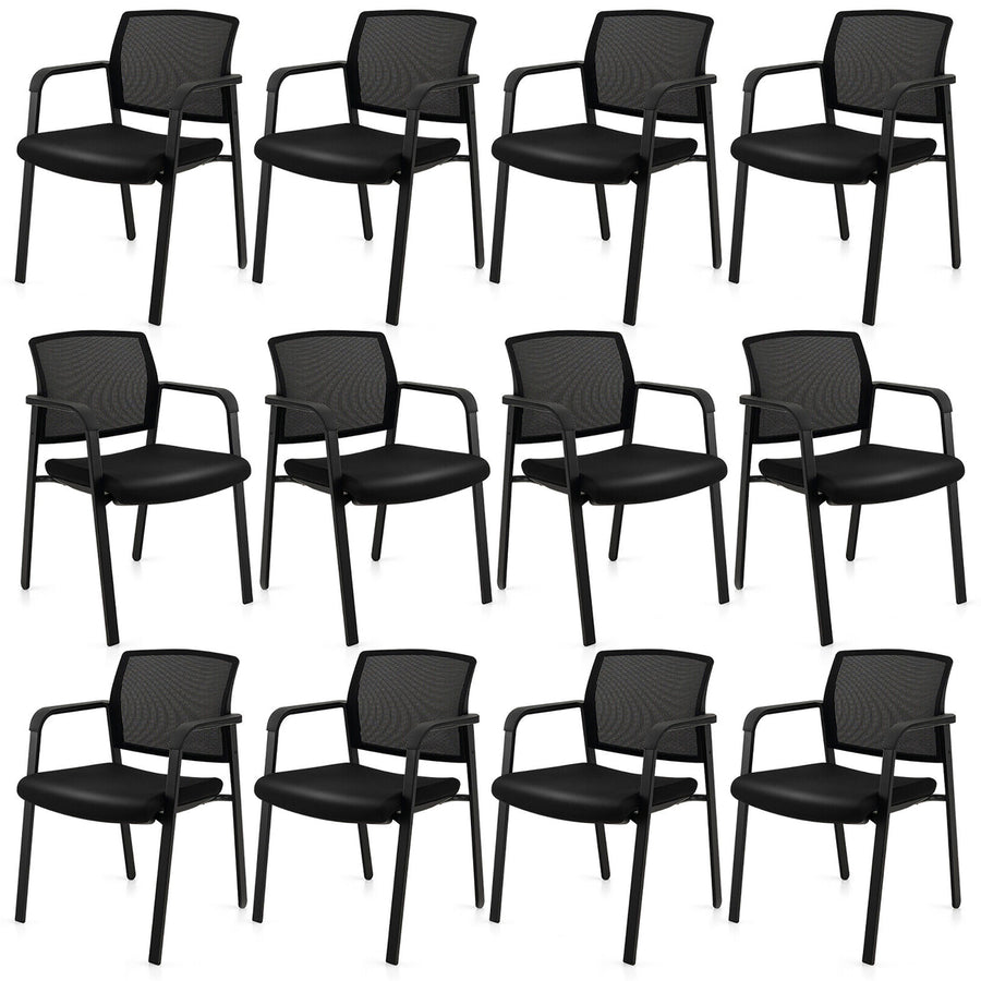 12-Pack Office Conference Chair Set Mesh Guest Reception Stack Chairs w/ Caster Wheels Image 1