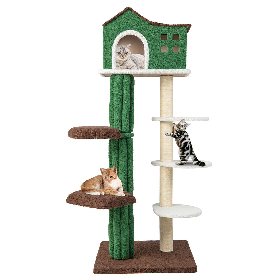 7-Tier Modern Cat Tree Tower 61 Cat Climbing Stand with Sisal Scratching Posts Image 1