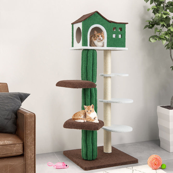 7-Tier Modern Cat Tree Tower 61 Cat Climbing Stand with Sisal Scratching Posts Image 2