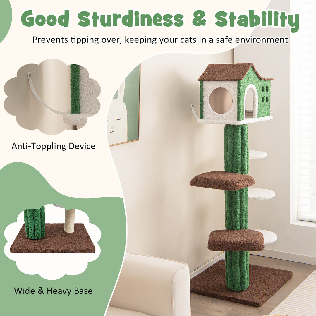 7-Tier Modern Cat Tree Tower 61 Cat Climbing Stand with Sisal Scratching Posts Image 5