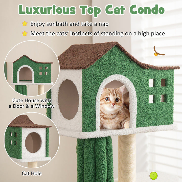 7-Tier Modern Cat Tree Tower 61 Cat Climbing Stand with Sisal Scratching Posts Image 6