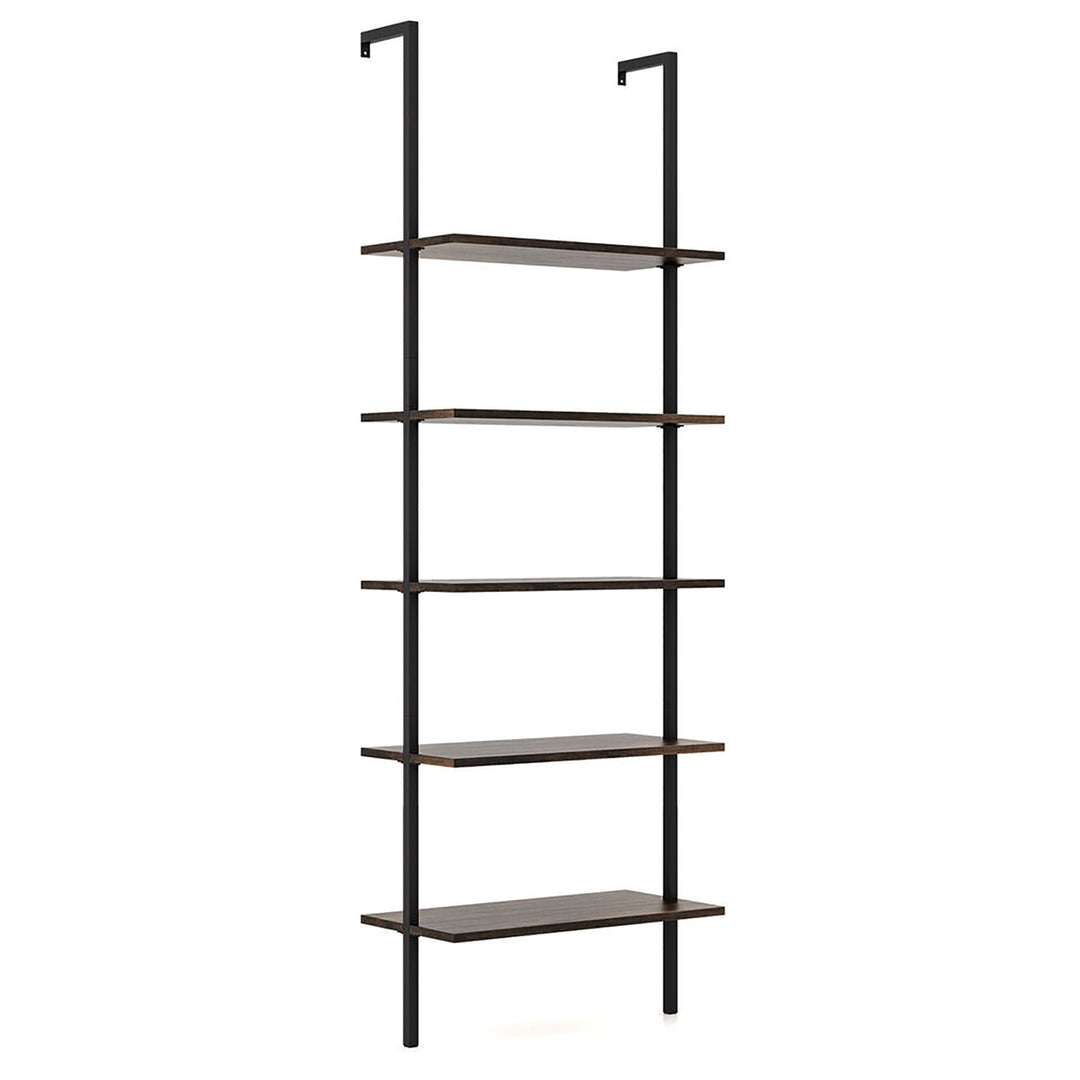 5 Tier Ladder Shelf 71 Height Wall-Mounted Bookshelf Display Storage Organizer Image 9