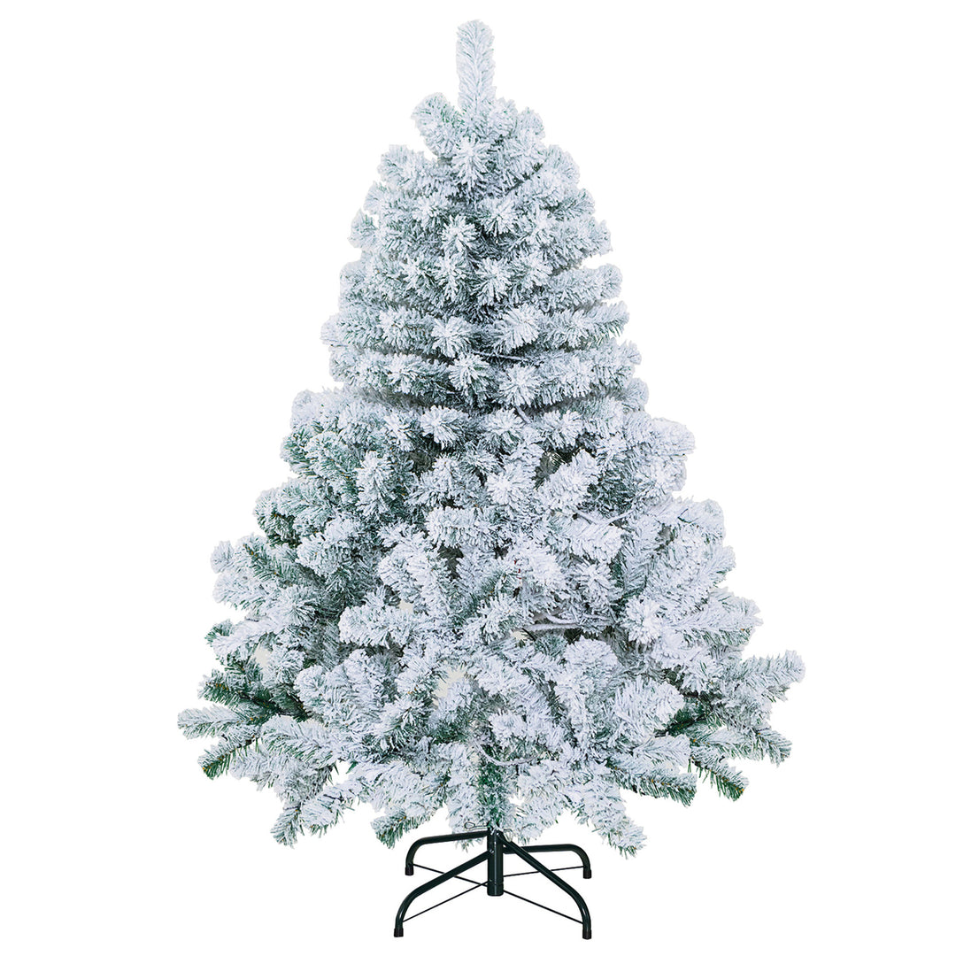 4.5FT Pre-Lit Autoflocking Christmas Tree Flocked Tree w/ LED Lights Image 10