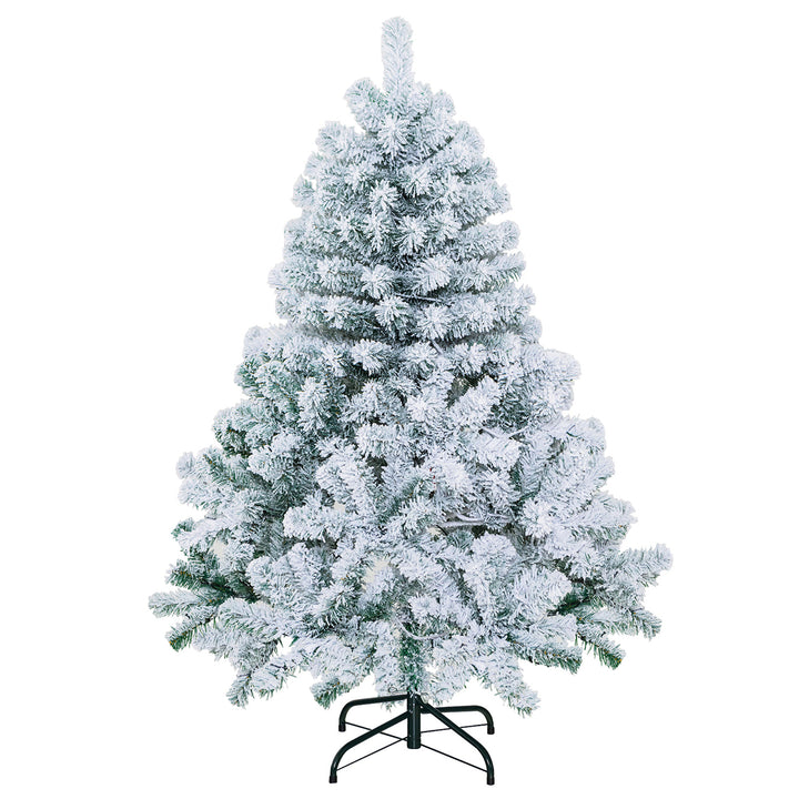 4.5FT Pre-Lit Autoflocking Christmas Tree Flocked Tree w/ LED Lights Image 10