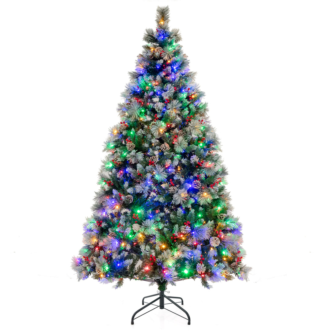 7 FT Pre-Lit Artificial Christmas Tree Hinged Xmas Tree w/ 400 LED Lights and 11 Lighting Modes Image 10