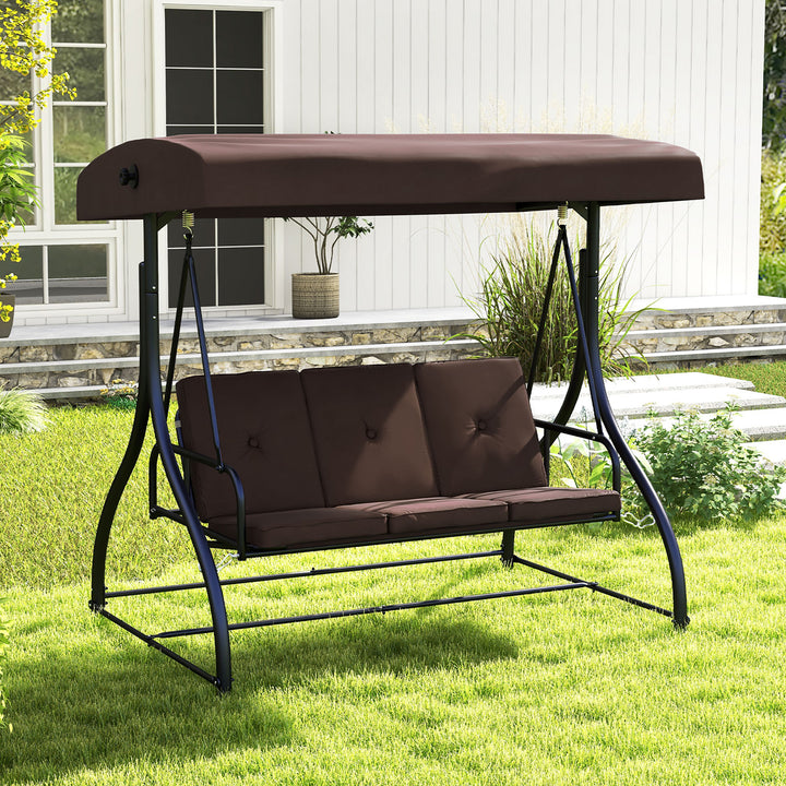 Converting Patio Swing Chair Porch Swing Bed w/Adjustable Canopy and Thickened Cushion Image 2