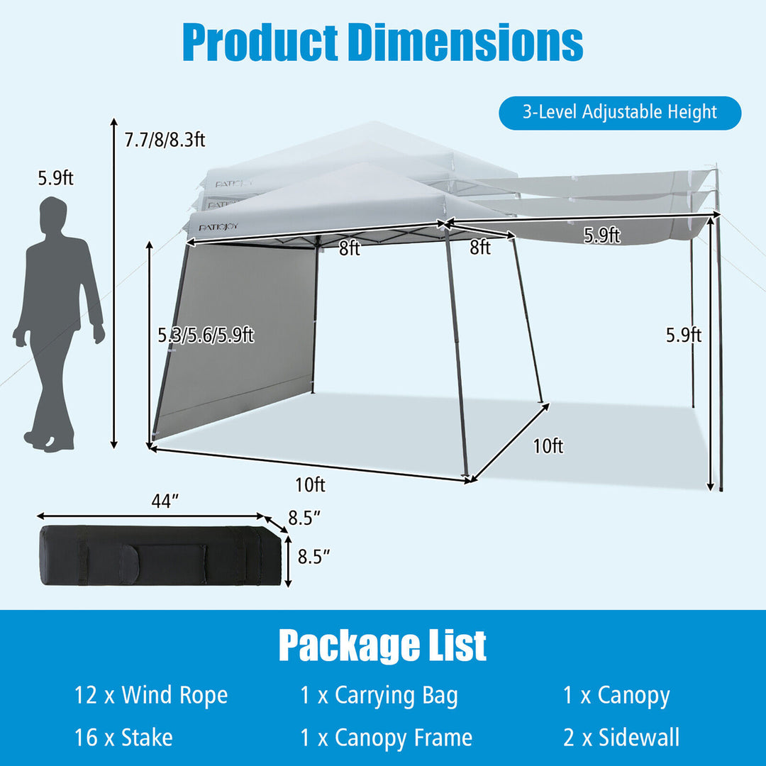 Patio 10 x 10FT Instant Pop-up Canopy Folding Tent w/ Sidewalls and Awnings Outdoor Image 2