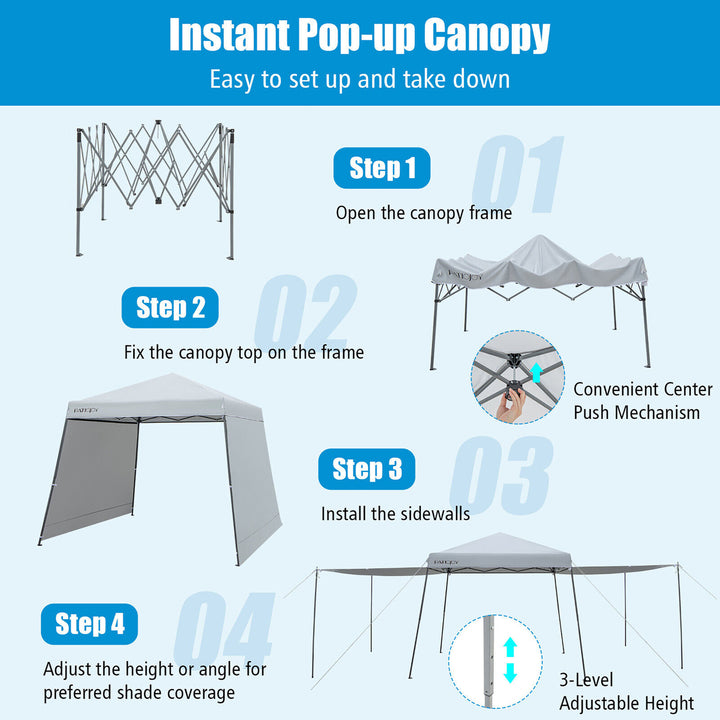 Patio 10 x 10FT Instant Pop-up Canopy Folding Tent w/ Sidewalls and Awnings Outdoor Image 7