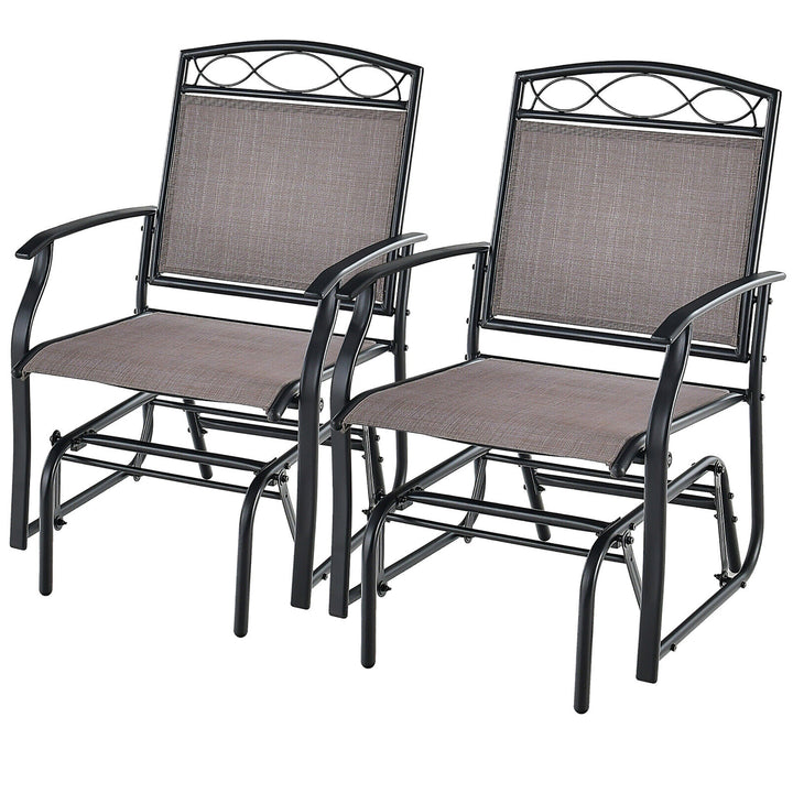 Patio Swing Glider Chairs Set of 2 Outdoor Metal Glider Armchairs Garden Poolside Image 1