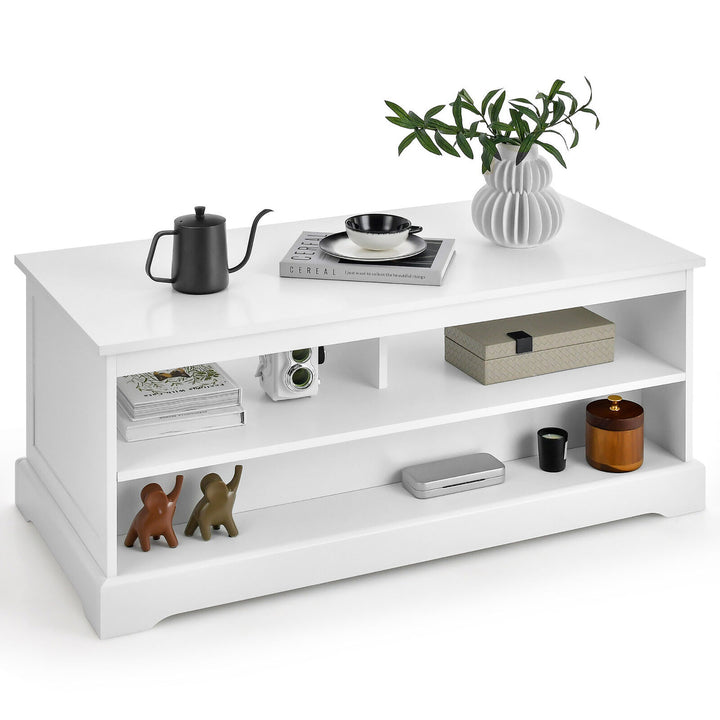 Coffee Table Modern Wood Cocktail Table W/Drawer and Storage Shelf for Living Room Image 9