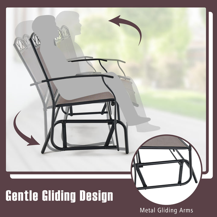 Patio Swing Glider Chairs Set of 2 Outdoor Metal Glider Armchairs Garden Poolside Image 5