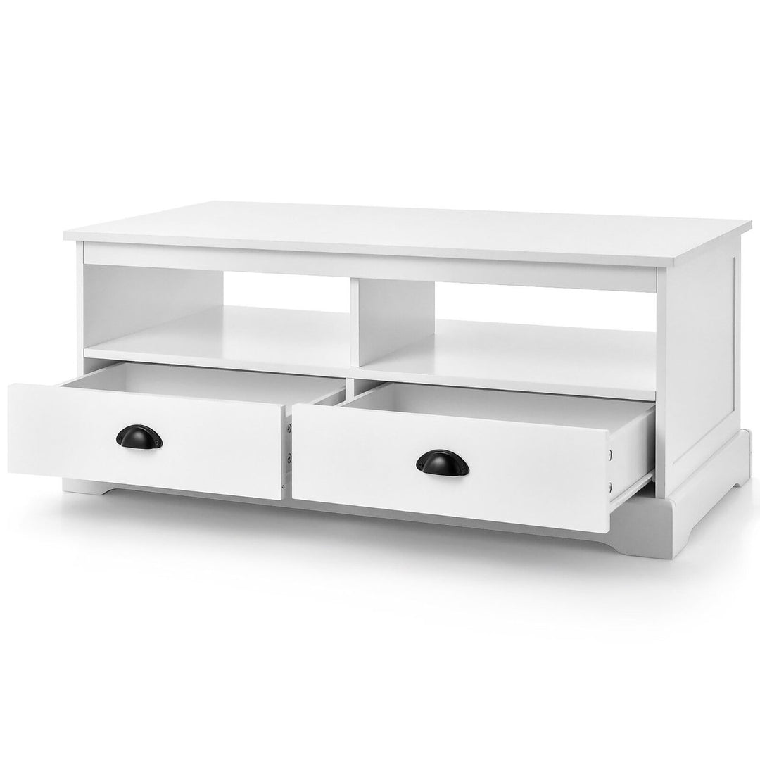 Coffee Table Modern Wood Cocktail Table W/Drawer and Storage Shelf for Living Room Image 10