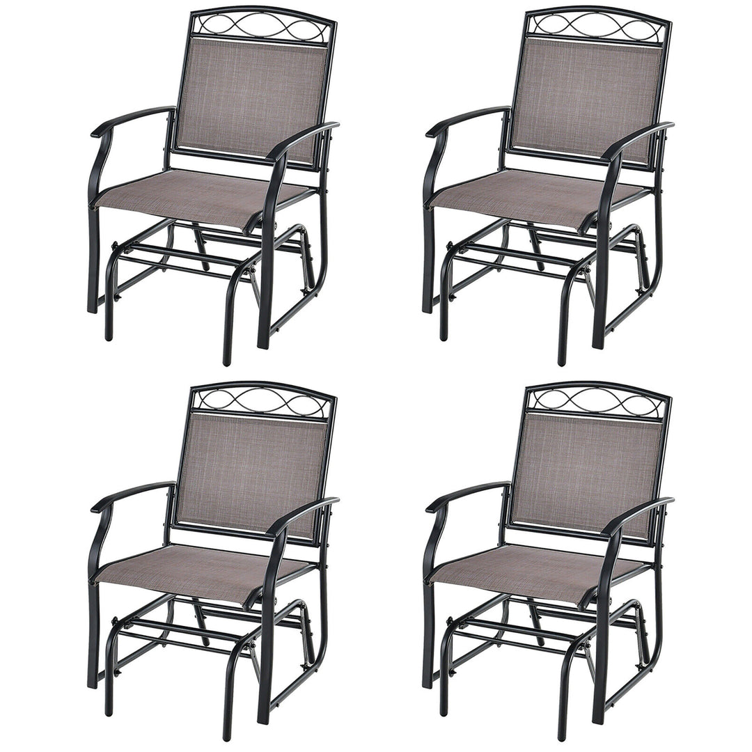 4 Pieces Patio Swing Glider Chairs Set of 2 Outdoor Metal Glider Armchairs Garden Poolside Image 1