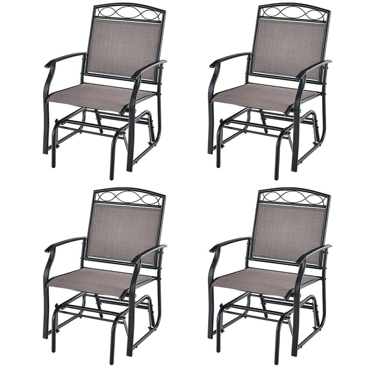 4 Pieces Patio Swing Glider Chairs Set of 2 Outdoor Metal Glider Armchairs Garden Poolside Image 1