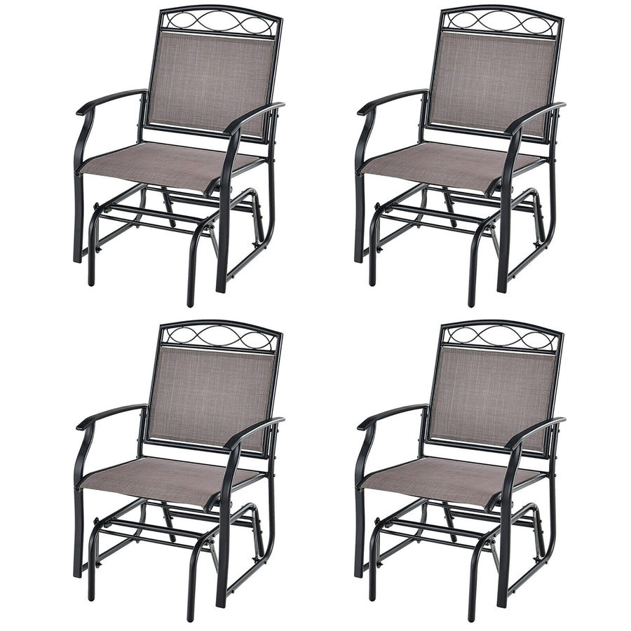 4 Pieces Patio Swing Glider Chairs Set of 2 Outdoor Metal Glider Armchairs Garden Poolside Image 1