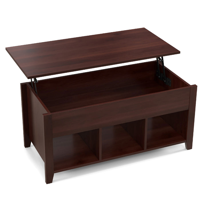 Lift Top Coffee Table w/ Storage Compartment Shelf Living Room Furniture Brown Image 10