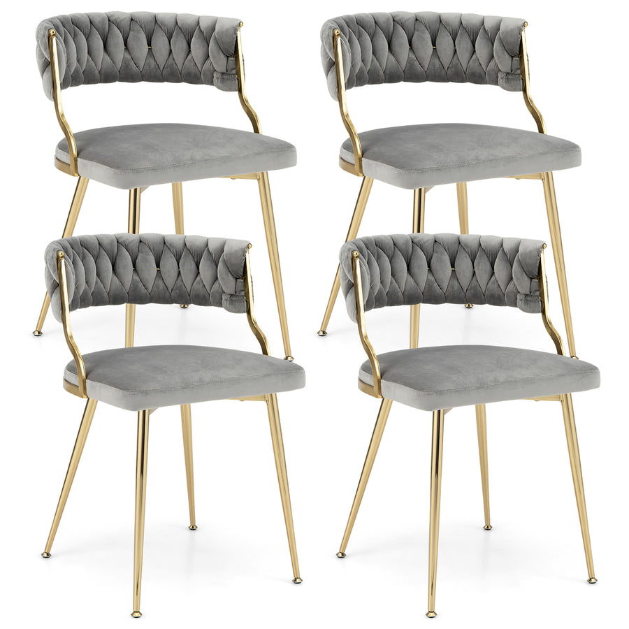 Velvet Dining Chairs Set of 4 Accent Upholstered Leisure Chairs w/ Gold Metal Legs Image 1