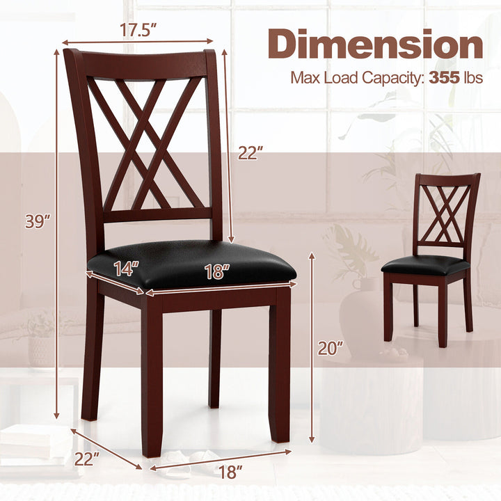 Set of 2 Dining Chair Kitchen Chair with Backrest Padded Seat and Rubber Wood Legs Image 3