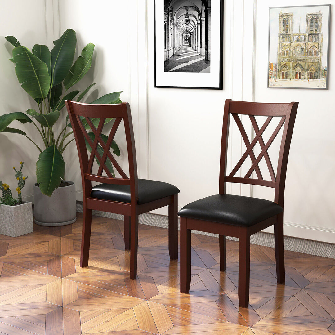 Set of 2 Dining Chair Kitchen Chair with Backrest Padded Seat and Rubber Wood Legs Image 5