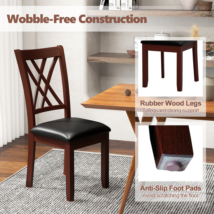 Set of 2 Dining Chair Kitchen Chair with Backrest Padded Seat and Rubber Wood Legs Image 8