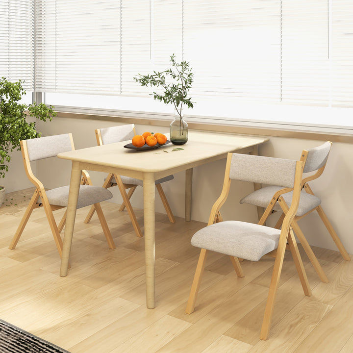 Folding Dining Chairs Set of 4 Wooden Table Chairs w/ Padded Seat Modern Grey and Natural Image 2