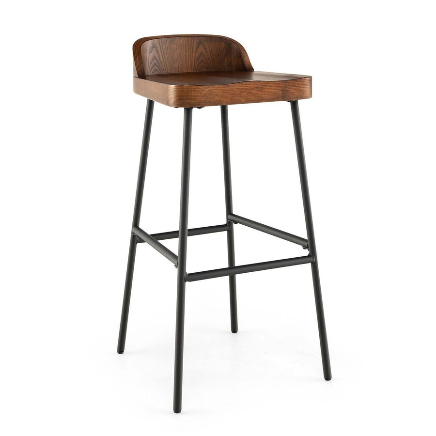 Industrial 29 Bar Stool Bar Height Saddle Seat Kitchen Stool w/ Low Back Image 1