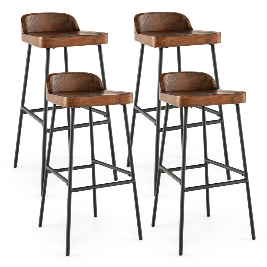 Set of 4 Industrial 29 Bar Stool Bar Height Saddle Seat Kitchen Stool Low Back Image 1