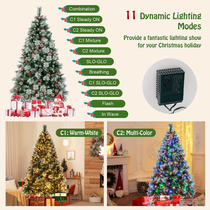 6 FT Pre-Lit Artificial Christmas Tree Hinged Xmas Tree w/ 350 LED Lights and 11 Lighting Modes Image 7