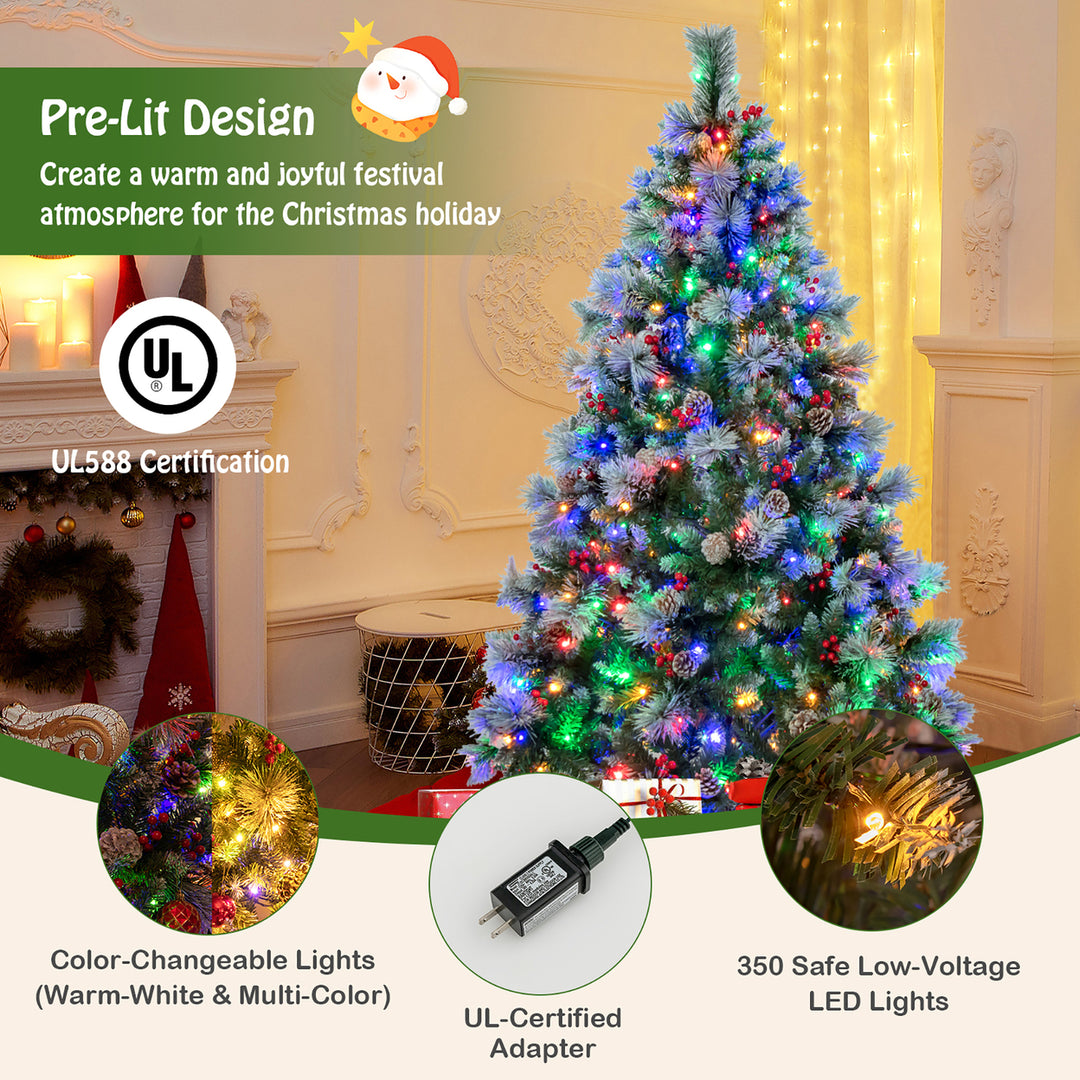 6 FT Pre-Lit Artificial Christmas Tree Hinged Xmas Tree w/ 350 LED Lights and 11 Lighting Modes Image 8