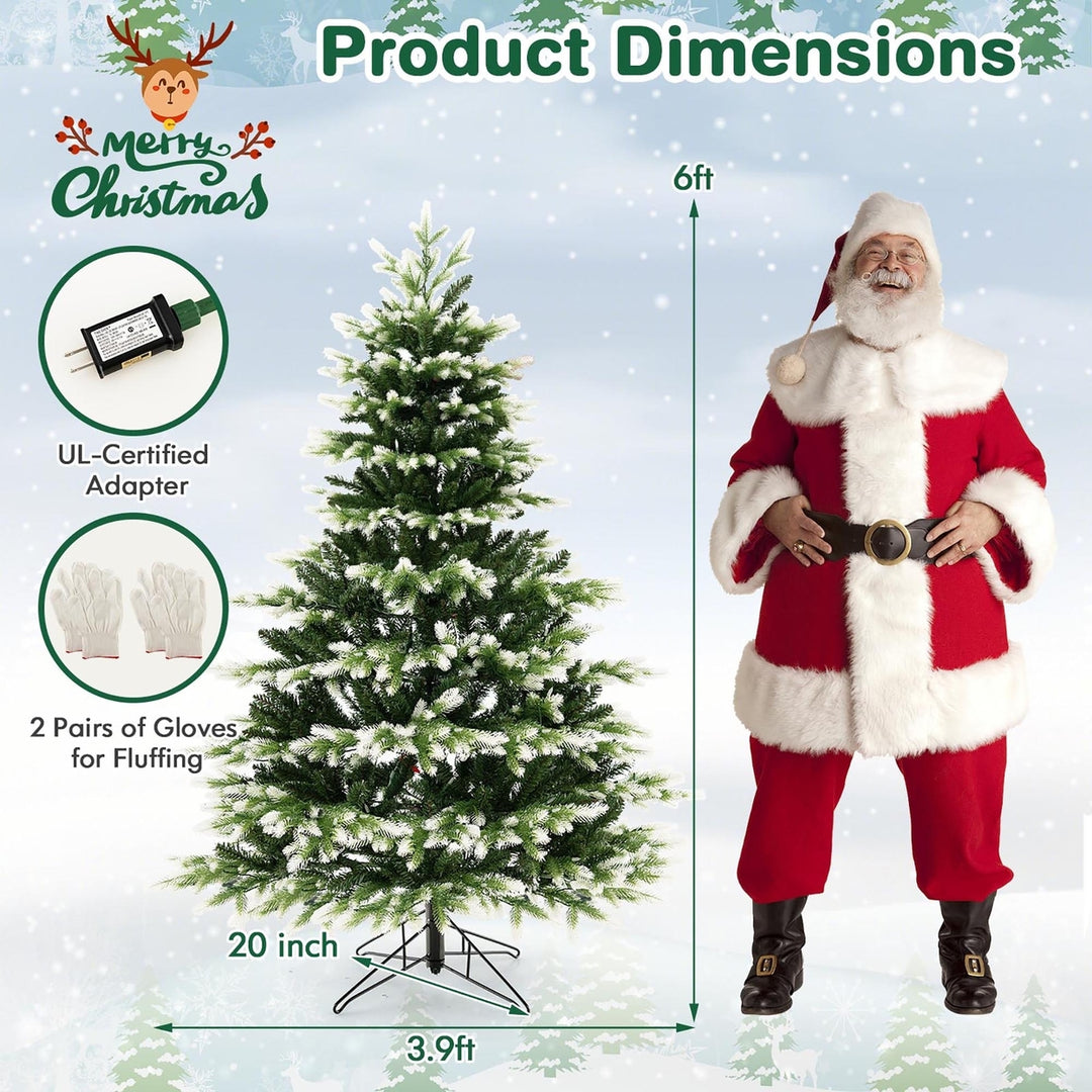 6 FT Per-Lit Artificial Christmas Tree Hinged Xmas Tree w/ Quick Power Connector Image 3