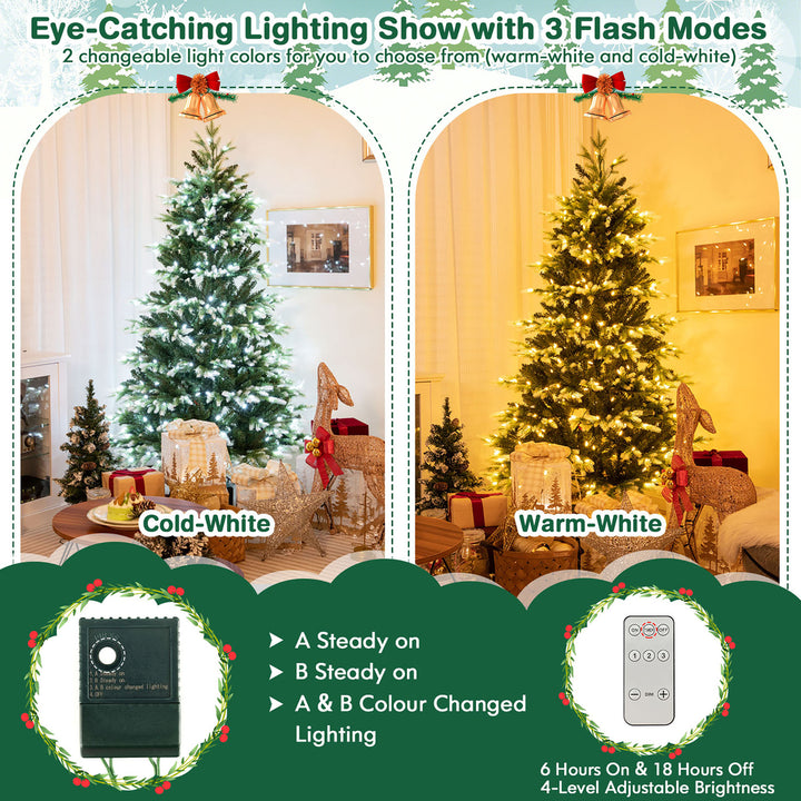 6 FT Per-Lit Artificial Christmas Tree Hinged Xmas Tree w/ Quick Power Connector Image 5