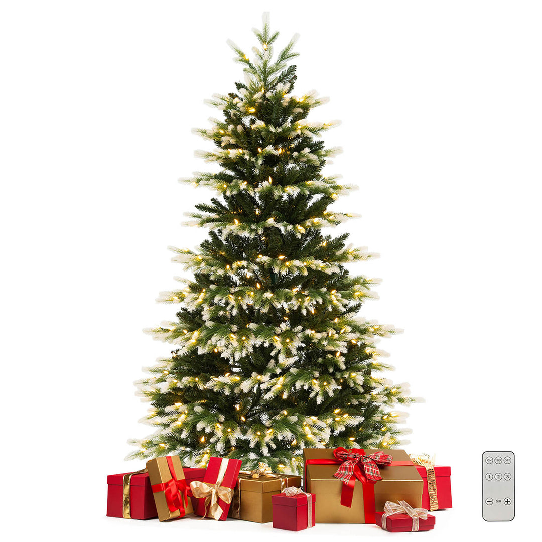 6 FT Per-Lit Artificial Christmas Tree Hinged Xmas Tree w/ Quick Power Connector Image 9