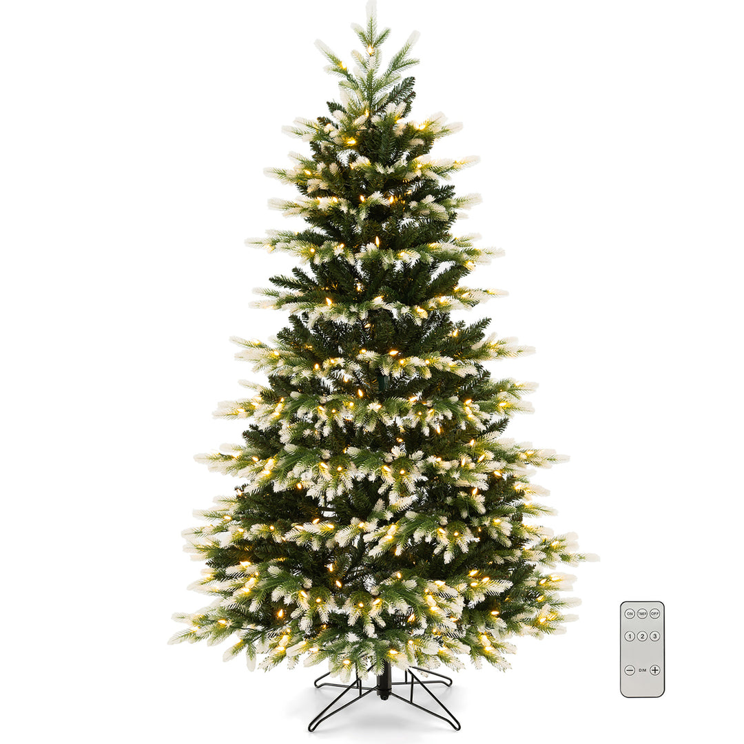 6 FT Per-Lit Artificial Christmas Tree Hinged Xmas Tree w/ Quick Power Connector Image 10