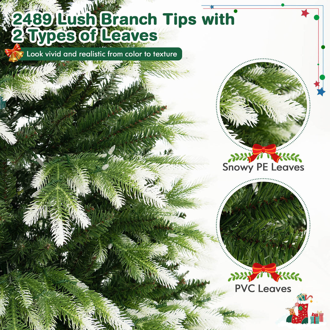 7 FT Per-Lit Artificial Christmas Tree Hinged Xmas Tree w/ Quick Power Connector Image 6