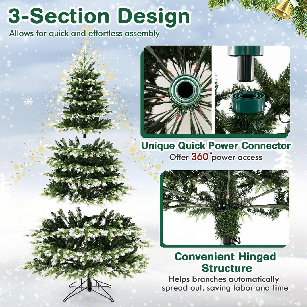 7 FT Per-Lit Artificial Christmas Tree Hinged Xmas Tree w/ Quick Power Connector Image 9