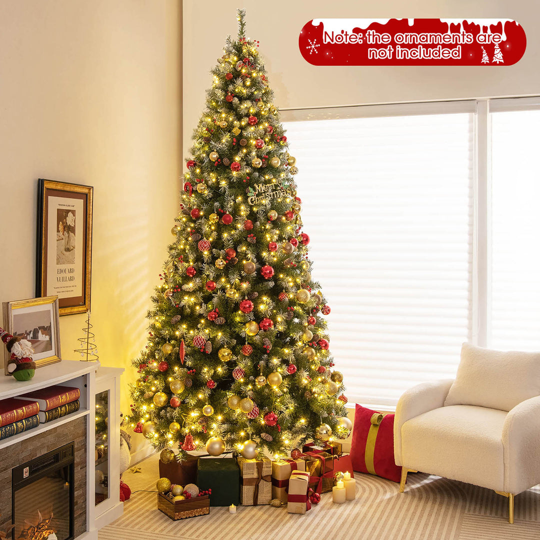 9 FT Pre-Lit Christmas Tree Artificial Hinged Christmas Tree w/ 650 Warm-White LED Lights Image 1