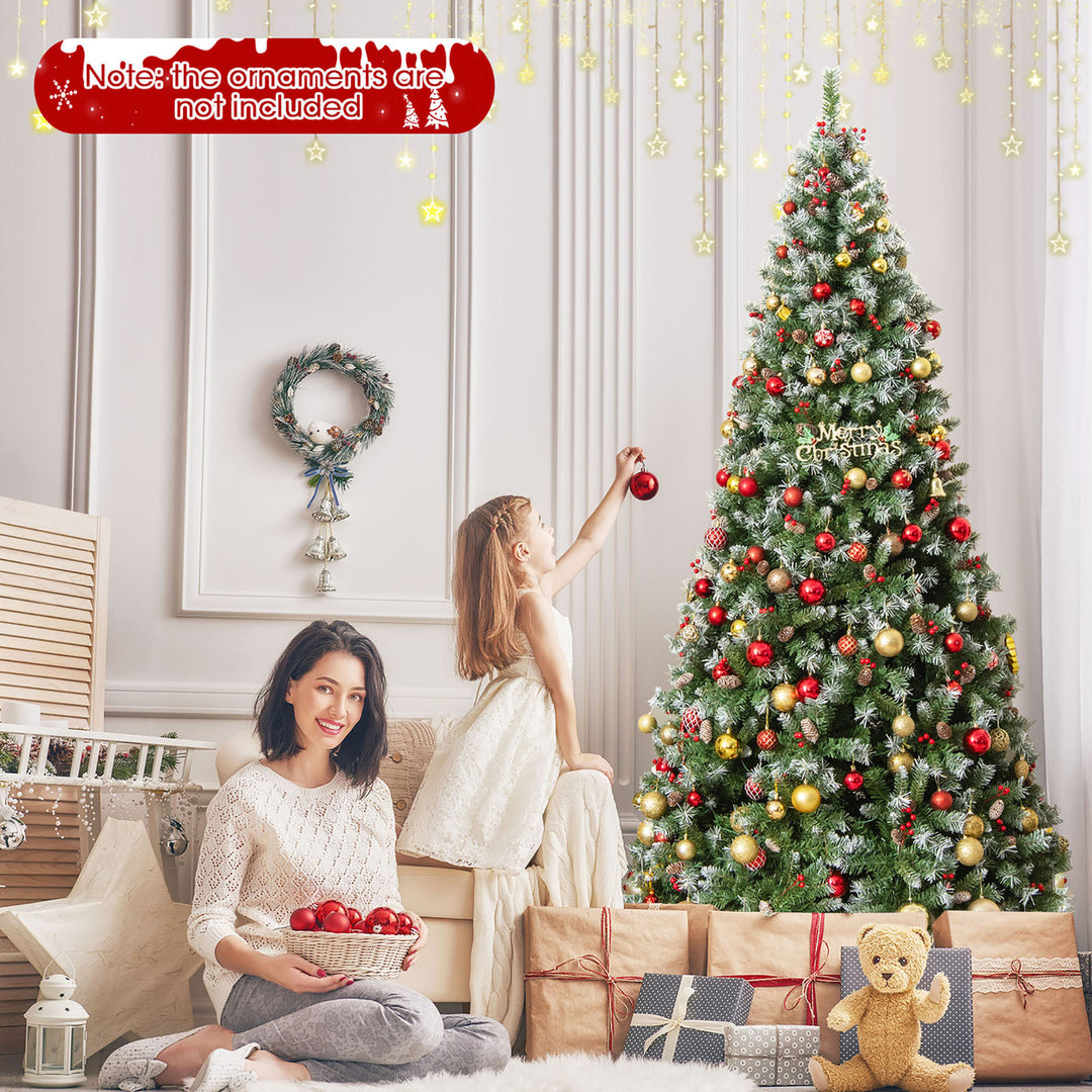 9 FT Pre-Lit Christmas Tree Artificial Hinged Christmas Tree w/ 650 Warm-White LED Lights Image 2