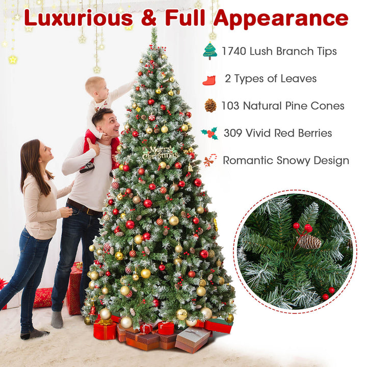 9 FT Pre-Lit Christmas Tree Artificial Hinged Christmas Tree w/ 650 Warm-White LED Lights Image 5