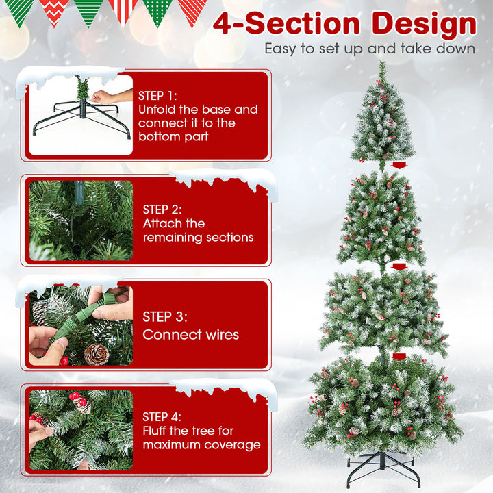 9 FT Pre-Lit Christmas Tree Artificial Hinged Christmas Tree w/ 650 Warm-White LED Lights Image 6