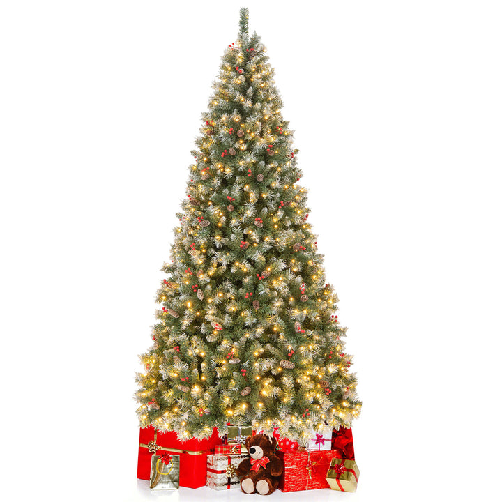 9 FT Pre-Lit Christmas Tree Artificial Hinged Christmas Tree w/ 650 Warm-White LED Lights Image 10