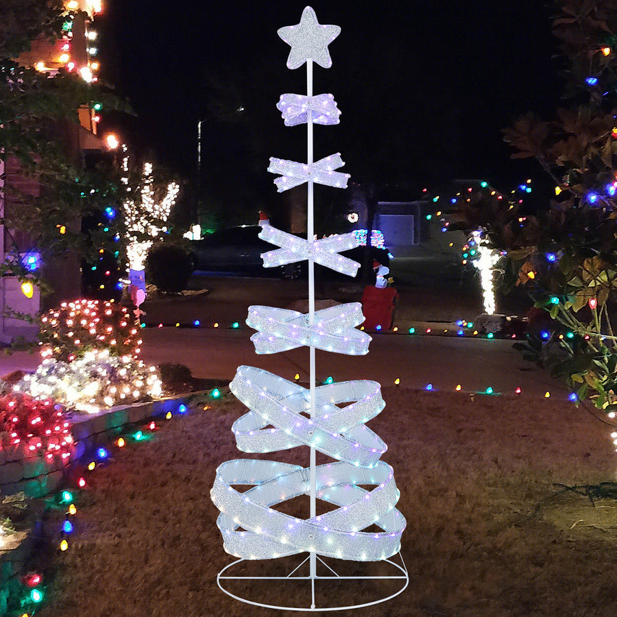 Pre-lit Spiral Christmas Tree Light Up Artificial Tree w/ 341 LED Lights Holiday Decoration Image 1