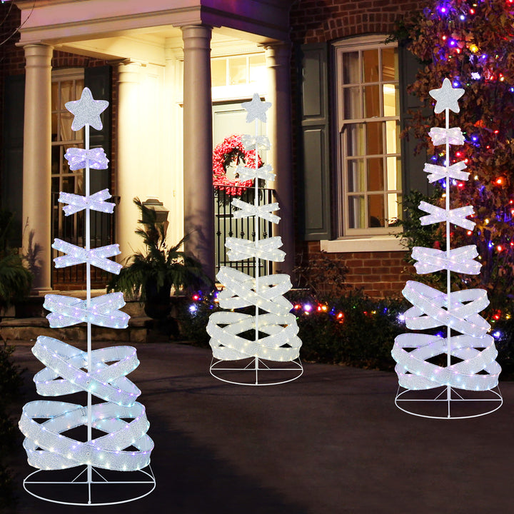 Pre-lit Spiral Christmas Tree Light Up Artificial Tree w/ 341 LED Lights Holiday Decoration Image 2