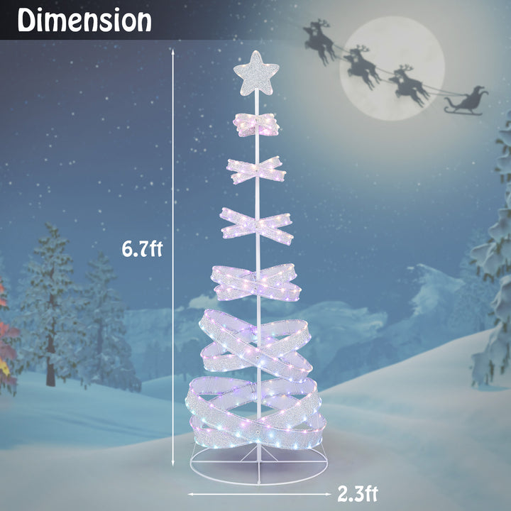 Pre-lit Spiral Christmas Tree Light Up Artificial Tree w/ 341 LED Lights Holiday Decoration Image 3