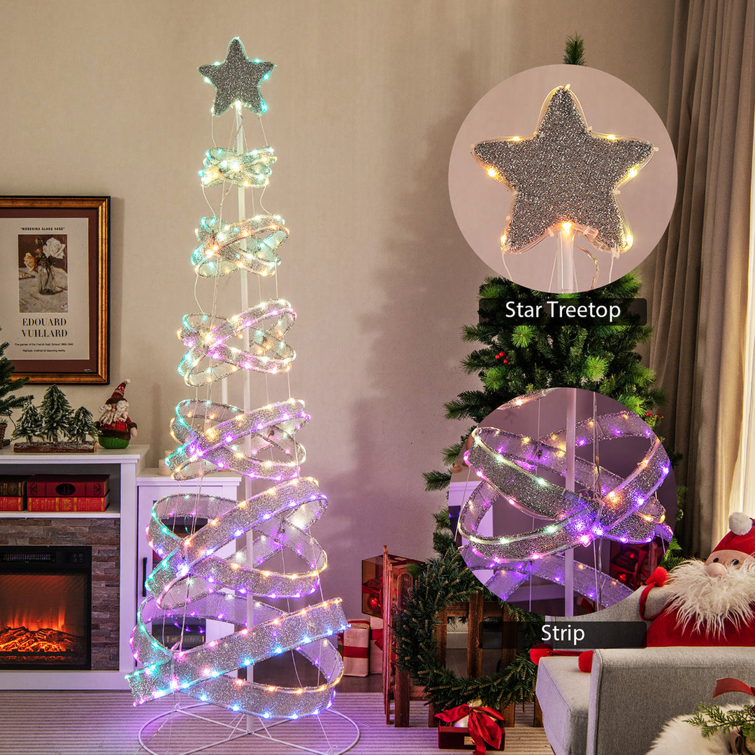 Pre-lit Spiral Christmas Tree Light Up Artificial Tree w/ 341 LED Lights Holiday Decoration Image 5