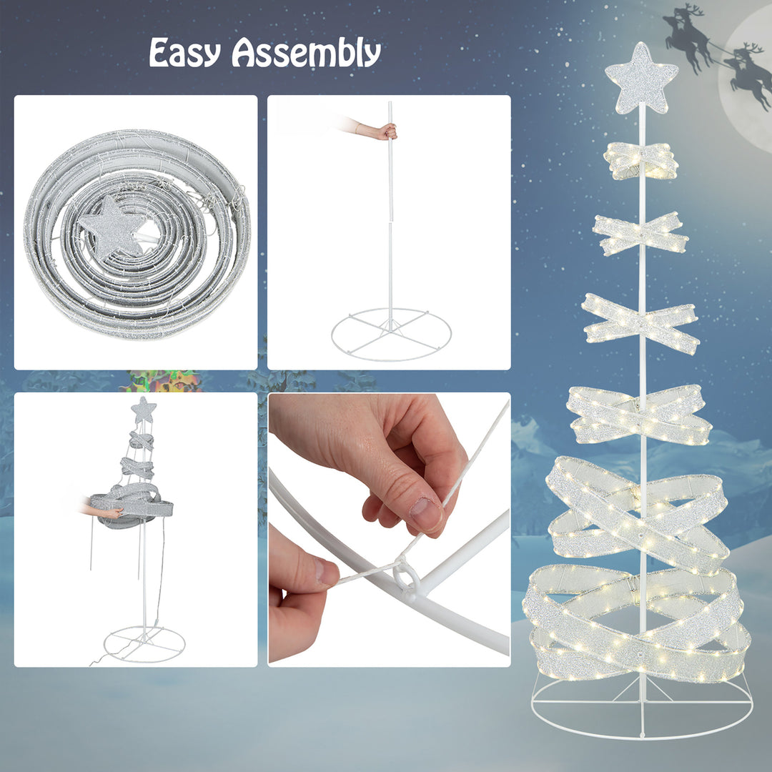 Pre-lit Spiral Christmas Tree Light Up Artificial Tree w/ 341 LED Lights Holiday Decoration Image 8